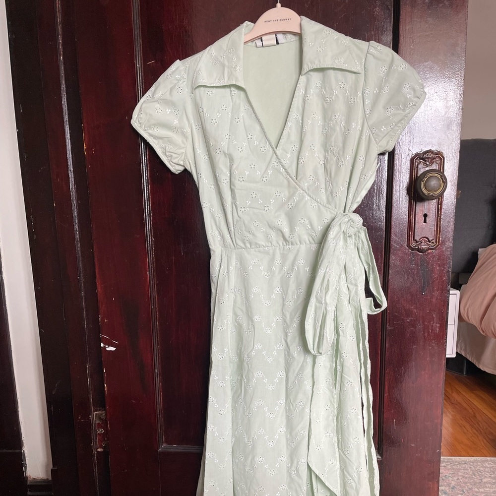 Vintage 1950s mint green wrap dress